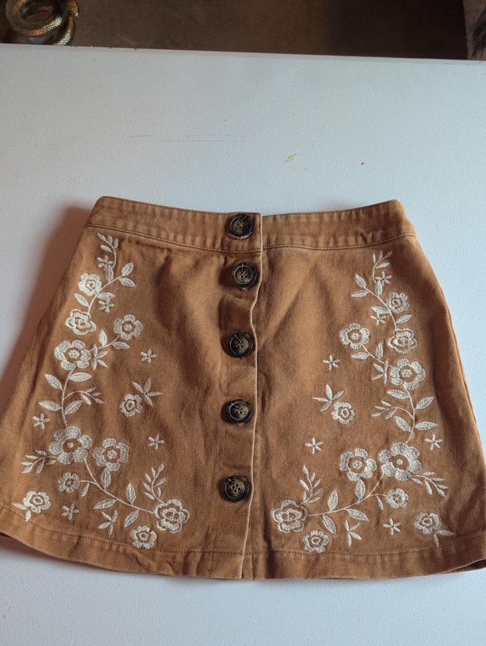 Embroidered Corduroy Skirt